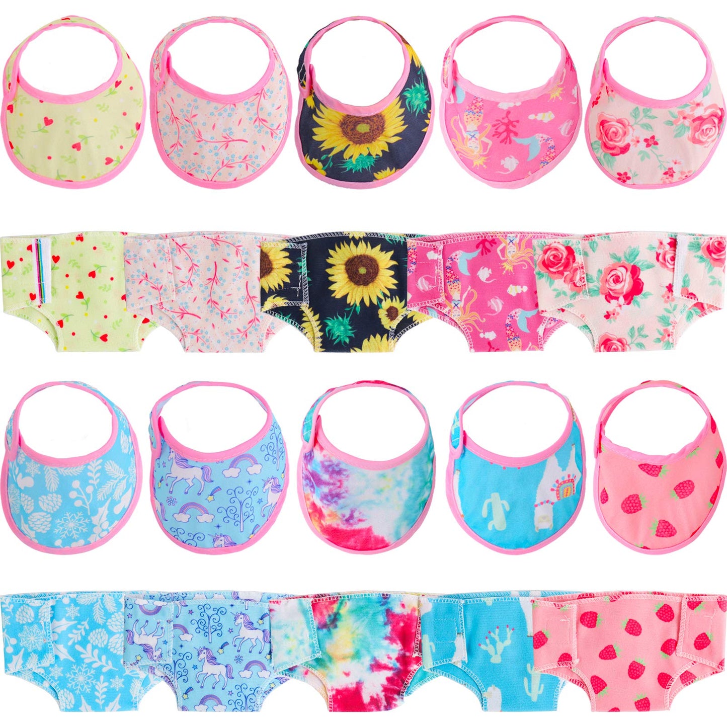 Sotogo 20 Pieces Doll Diapers Doll Underwear Doll Bibs Doll Accessories For 14-18 Inch Baby Dolls And American Doll