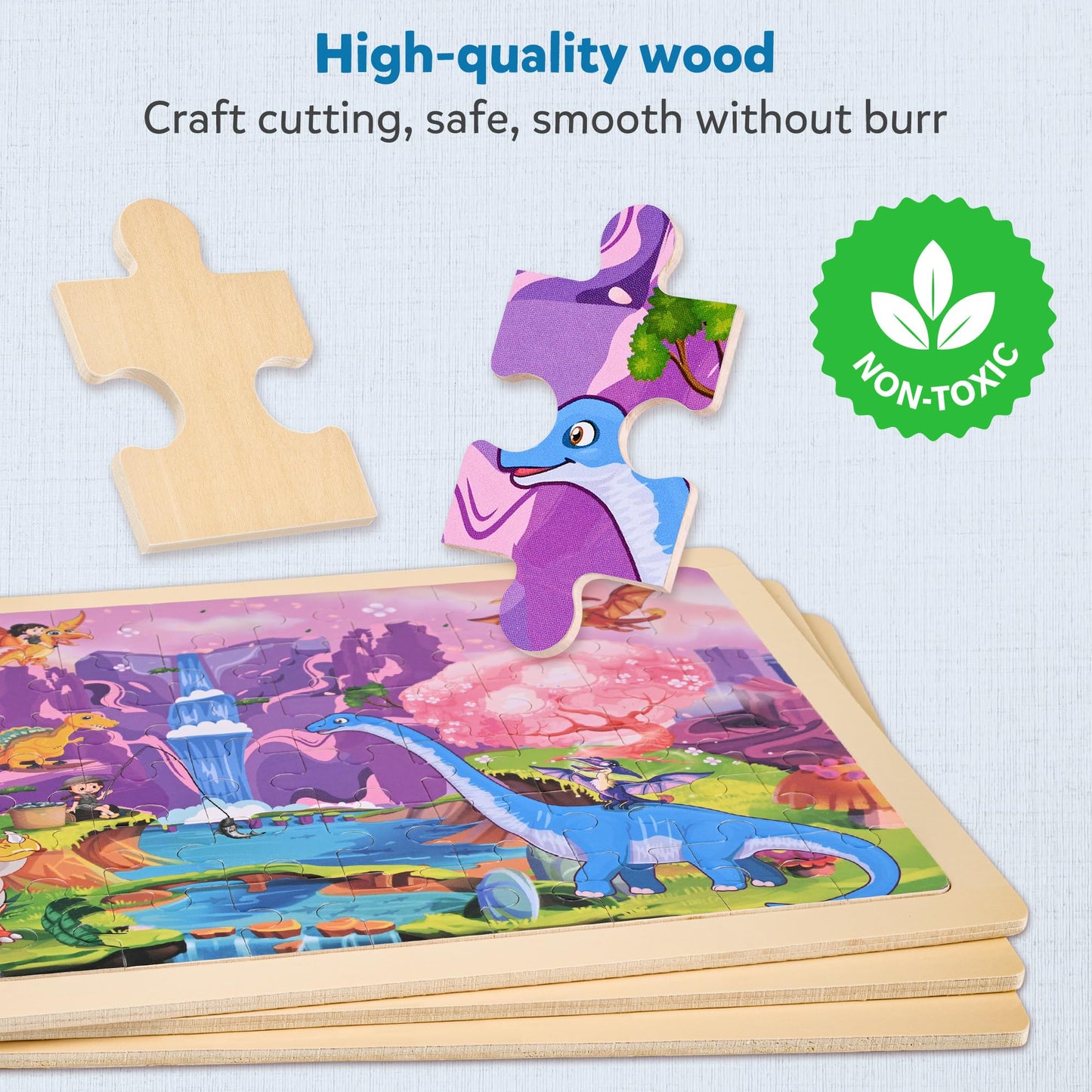Synarry Wooden Dinosaur Puzzles For Kids Ages 4-6, 6 Packs 60 Pcs Jigsaw Puzzles Educational Toys Gifts For Children Ages 4-8, Kids Puzzles For 4+ Year Olds Boys Girls, Wood Puzzles Ages 3 4 5 6 7 8