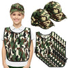 Unittype 12 Pcs Army Soldier Costume For Kids Include 6 Camouflage Military Caps And 6 Camouflage Vests For Kids Birthday Party