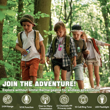 Vvinca Walkie Talkies For Kids Rechargeable 2 Pack, Army Toys For Boys Girls Ages 3-13 Outdoor Military Camping Toy, 3Km Long Ra