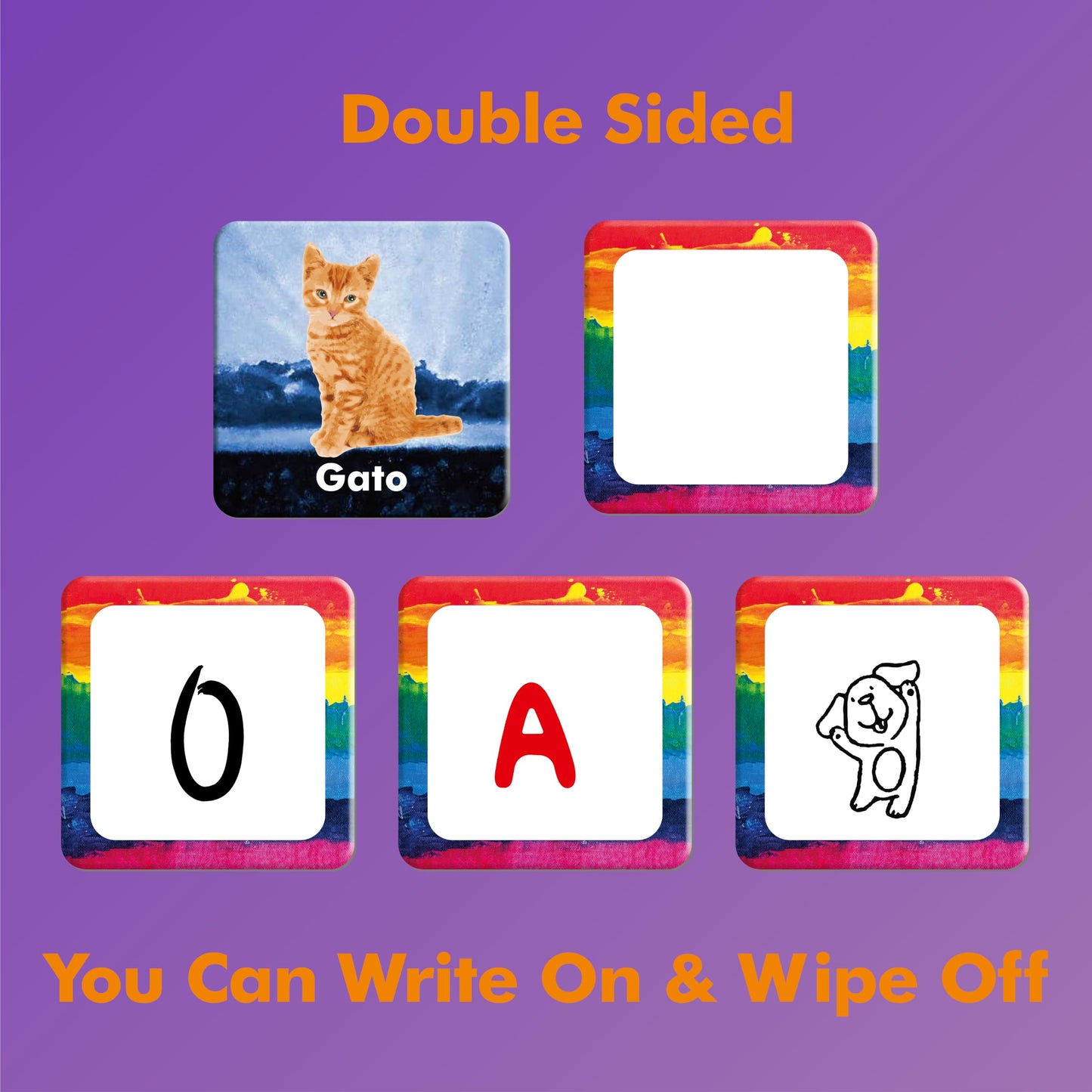Hebayy 36 Pairs Animal Matching Game, 72Pcs Spanish Flashcards 36 Designs Memory Cards Educational Learning Toys For Preschool 4 5 6 Years Old (Each Measures 2” X 2”)