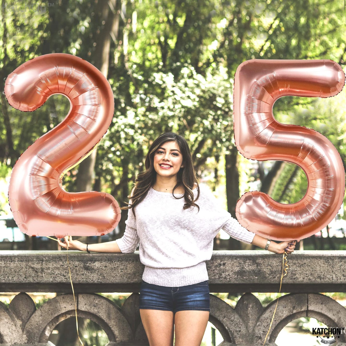 Katchon, Rose Gold 25 Balloon Numbers - 40 Inch | 25Th Birthday Balloons, Gold 25Th Birthday Decorations For Women | 25 Balloon Numbers Gold | 25 Years Balloons, 25Th Birthday Decorations For Men