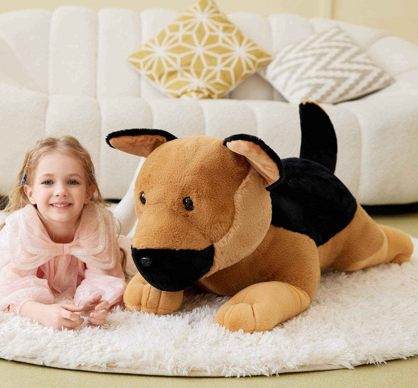 IKASA Giant German Shepherd Dog Plush Toy, 30" Soft Fluffy Stuffed Animal, Jumbo Size, Polyester, Model 6636781, Gifts for Kids