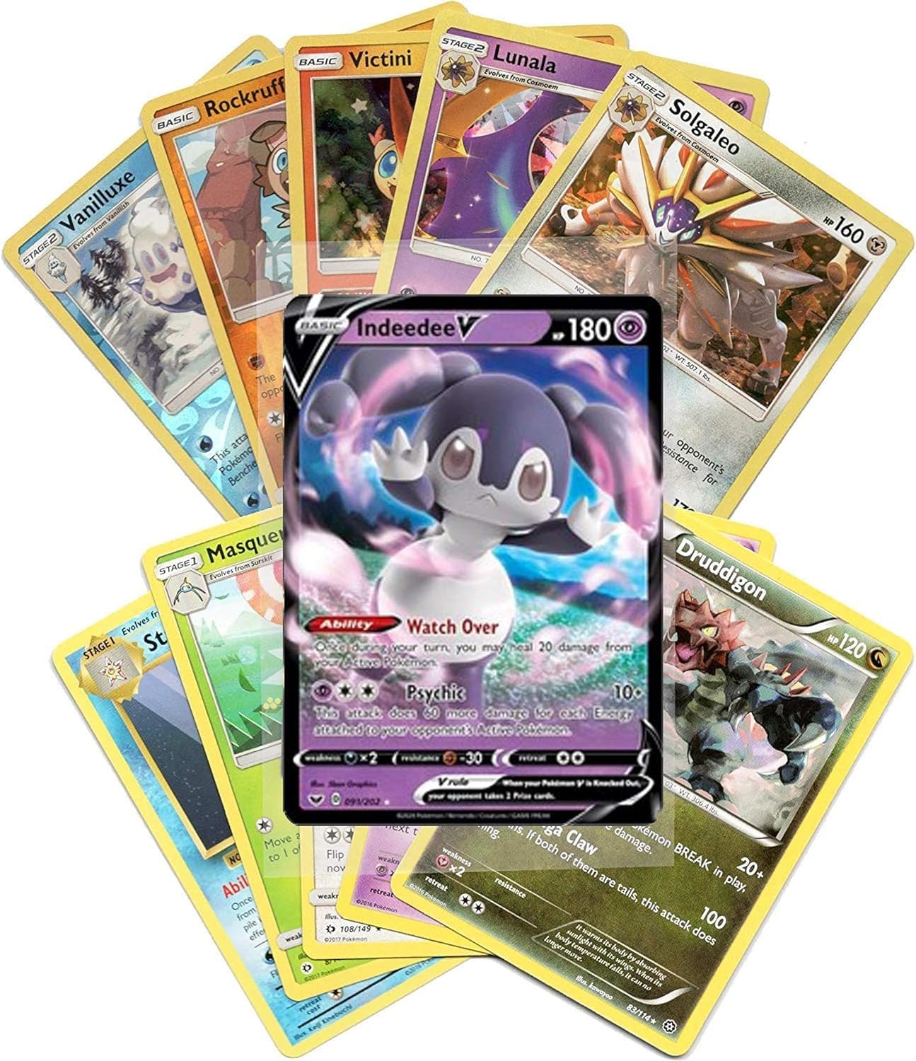 Pokemon Cards Assorted Lot - 50 Cards with Guaranteed V Cards - Perfect for Collectors and Players
