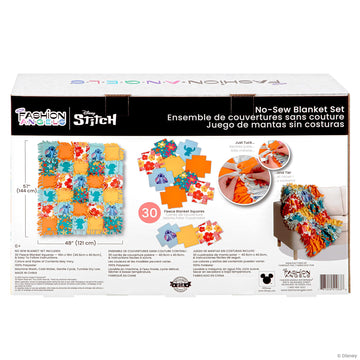 Fashion Angels Disney Stitch No-Sew Blanket Kit, Set Includes Assorted Polar Fleece Blanket Squares, Ideal Craft Activity for Gi
