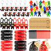84 Pcs Ninja Party Favors Include 12 Stretchy Flying Ninjas, 24 Mini Ninja Figurines, 12 Ninja Silicone Wristbands, 12 Ninja Key
