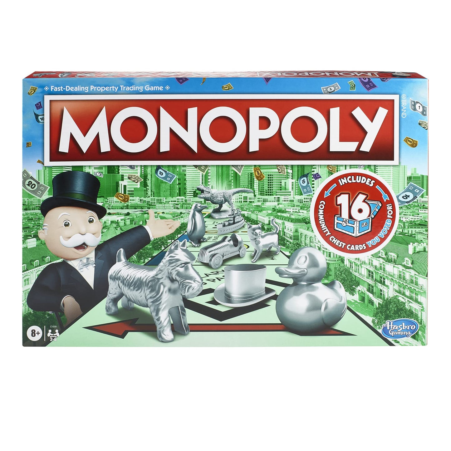 Monopoly Game for 2-6 Players, Family Board Game for Kids Ages 8+, Includes Fan Vote Community Chest Cards, Multicolor