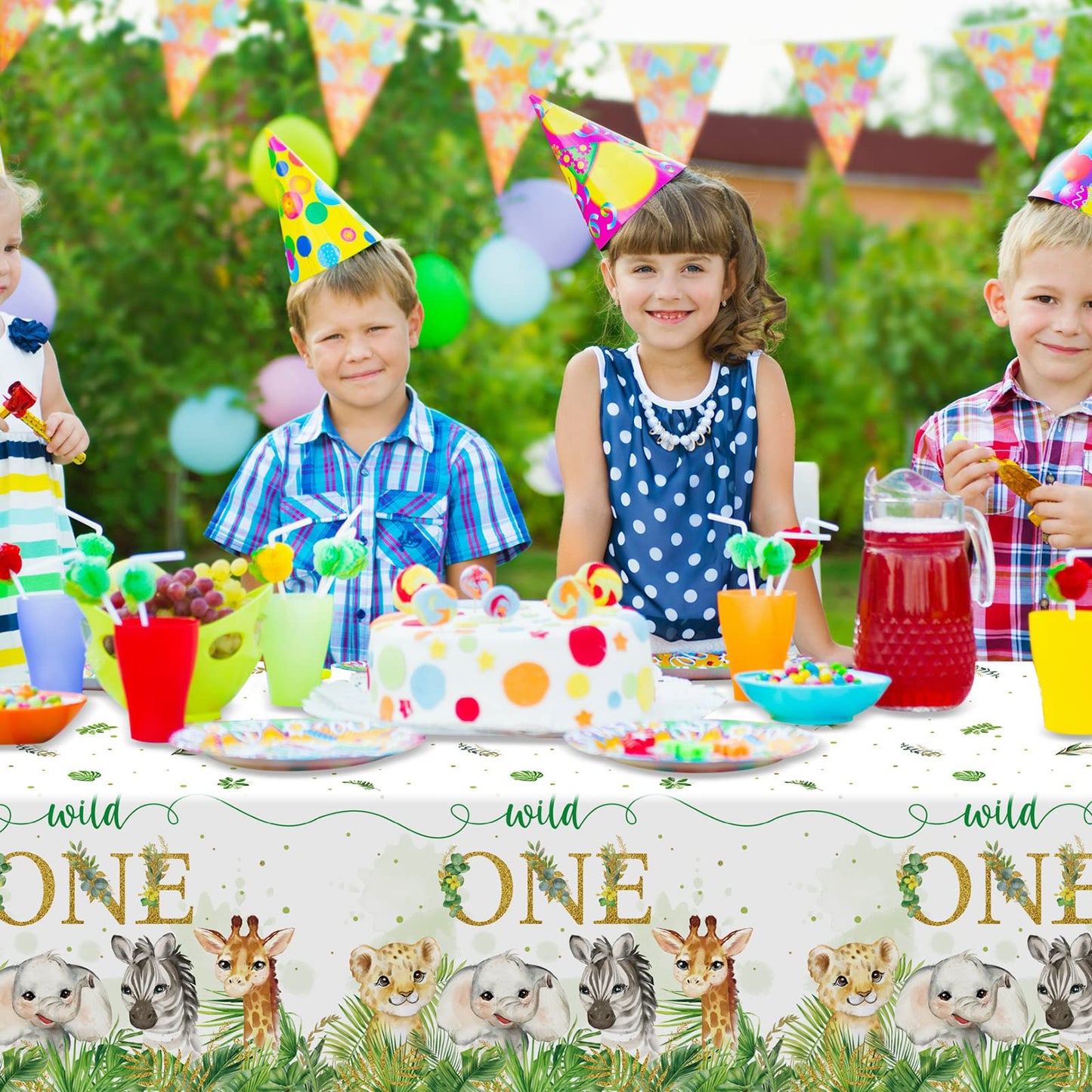 Newwiee 3 Pack Wild One Party Decor Safari Birthday Tablecloths Jungle Theme Party Supplies Wild Animal Table Cover Rectangle Ta