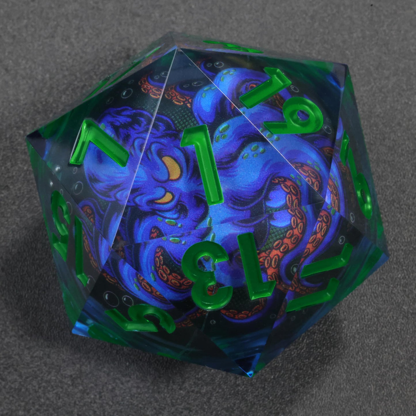 Mini Planet Handmade 50Mm Chonk Dnd Giant D20 Liquid Core Polyhedral Rpg Dice With Sharp Edges E18 Led Octopus