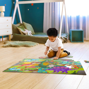 B. toys Gigantic Jigsaw Dinosaur Floor Puzzle - 48-Piece, 2x3 Feet, Educational Toys for Kids 3 Years+ - Model BX2220Z