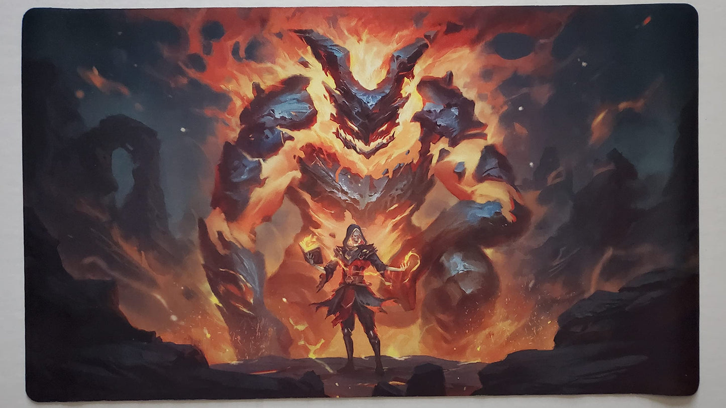 Fantasy North - Cinderbones - Summon: Fire Giant - Tcg Trading Card Game Playmat And Mouse Pad - 24 X 14 Inches - Perfect For Ma