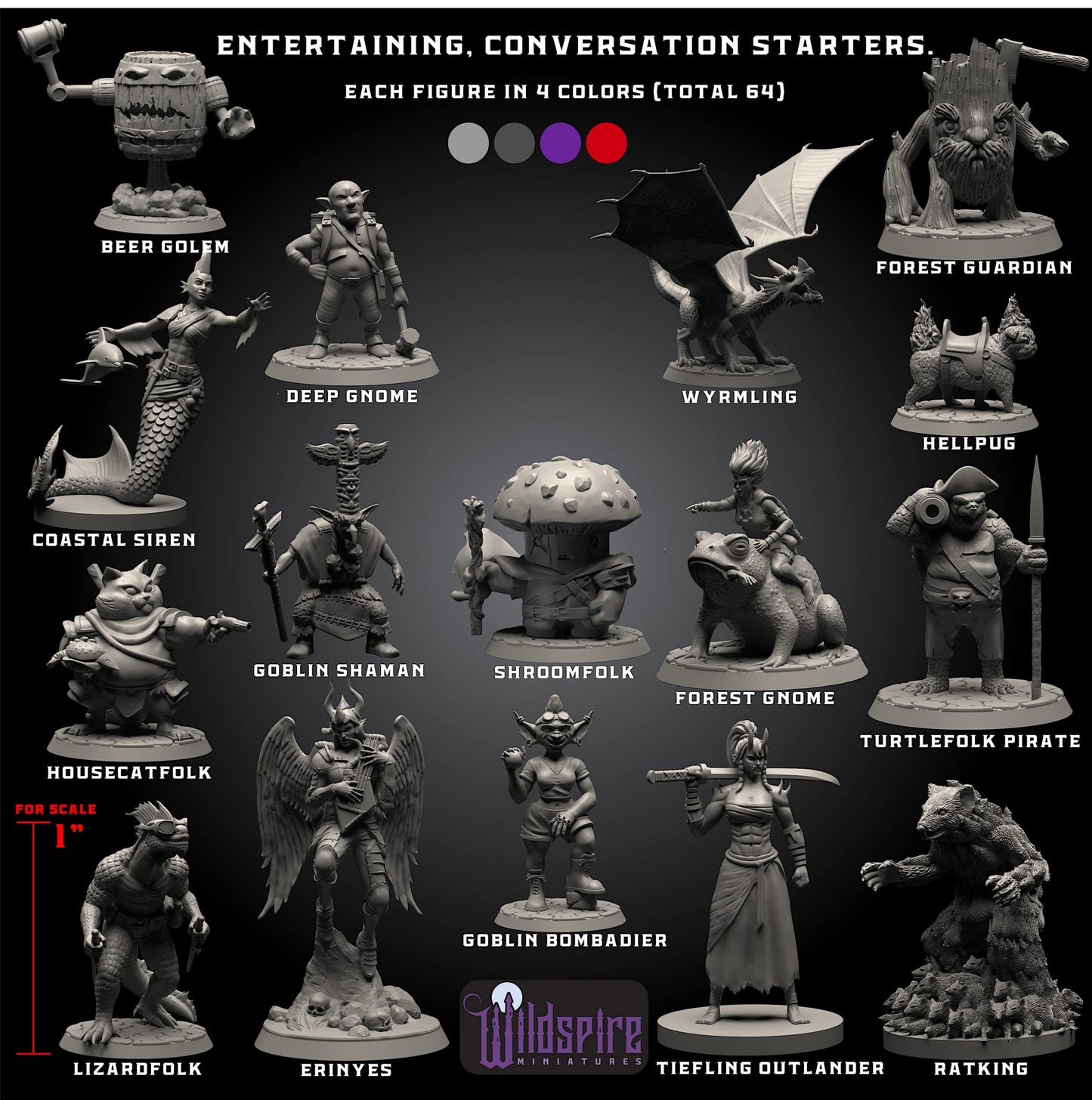 Wildspire Fantasy Miniatures & Bookish Dragon For Dnd Miniatures Monsters Dnd 28Mm-32Mm Bulk Dungeons & Dragons Miniatures D&D Miniatures Monsters Dnd Minis Dnd Figures Starter Pathfinder Miniatures
