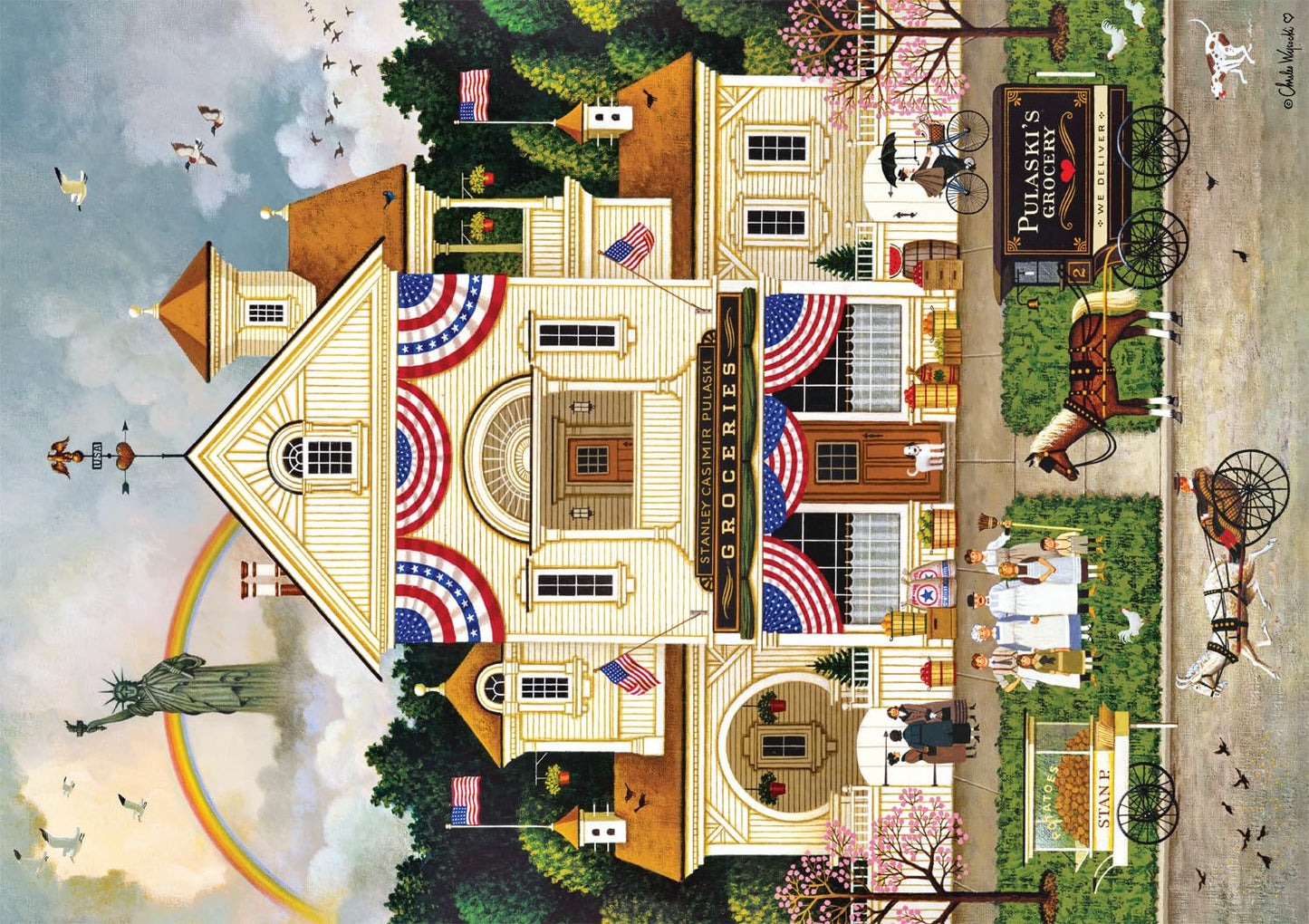 Buffalo Games - Charles Wysocki - Lady Liberty'S Independence Day Enterprising - 500 Piece Jigsaw Puzzle For Adults -Challenging Puzzle Perfect For Game Nights
