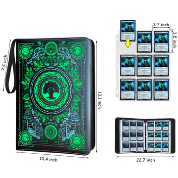 MTGPRO Trading Card Binder 9 Pocket Card Binder with Sleeves 720 Double Sided Pocket enhanced Collector Card Album Card Collection Folder for MTG TCG Yugioh Game Cards (Green)