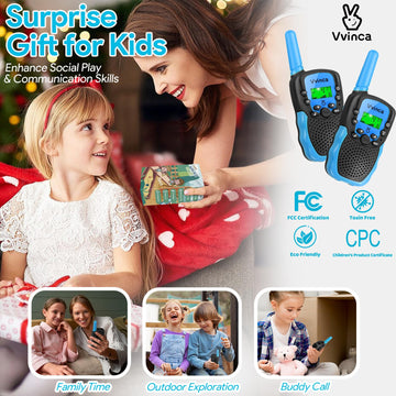 Vvinca Walkie Talkies Toys For Ages 5-7, Rechargeable Walkie Talkie For 3-12 Year Old Boy Girl With Flashlight 22Ch 2 Way Radio