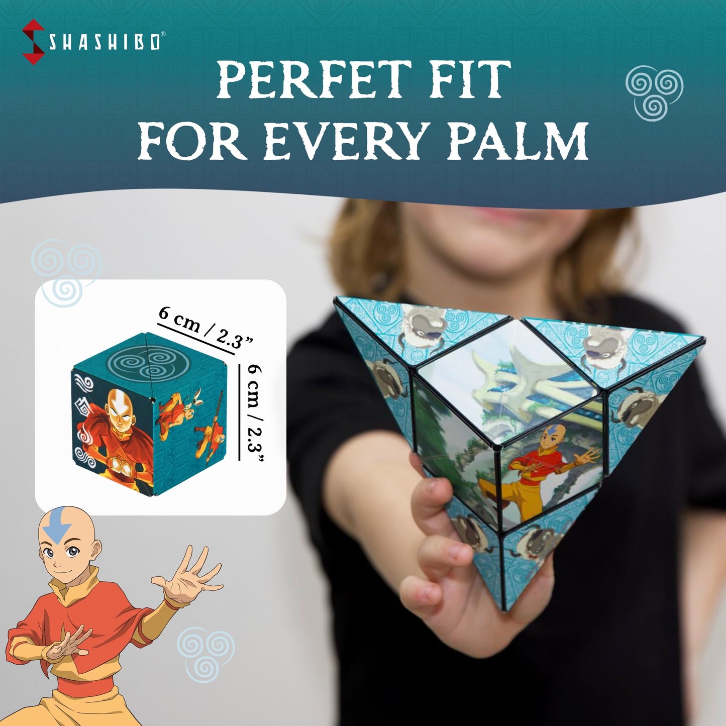 Shashibo Avatar The Last Airbender Shape Shifting Box - Award-Winning, Patented Magnetic Puzzle Cube W/ 36 Rare Earth Magnets - Fidget Transforms Into Over 70 Shapes (Avatar - Air)