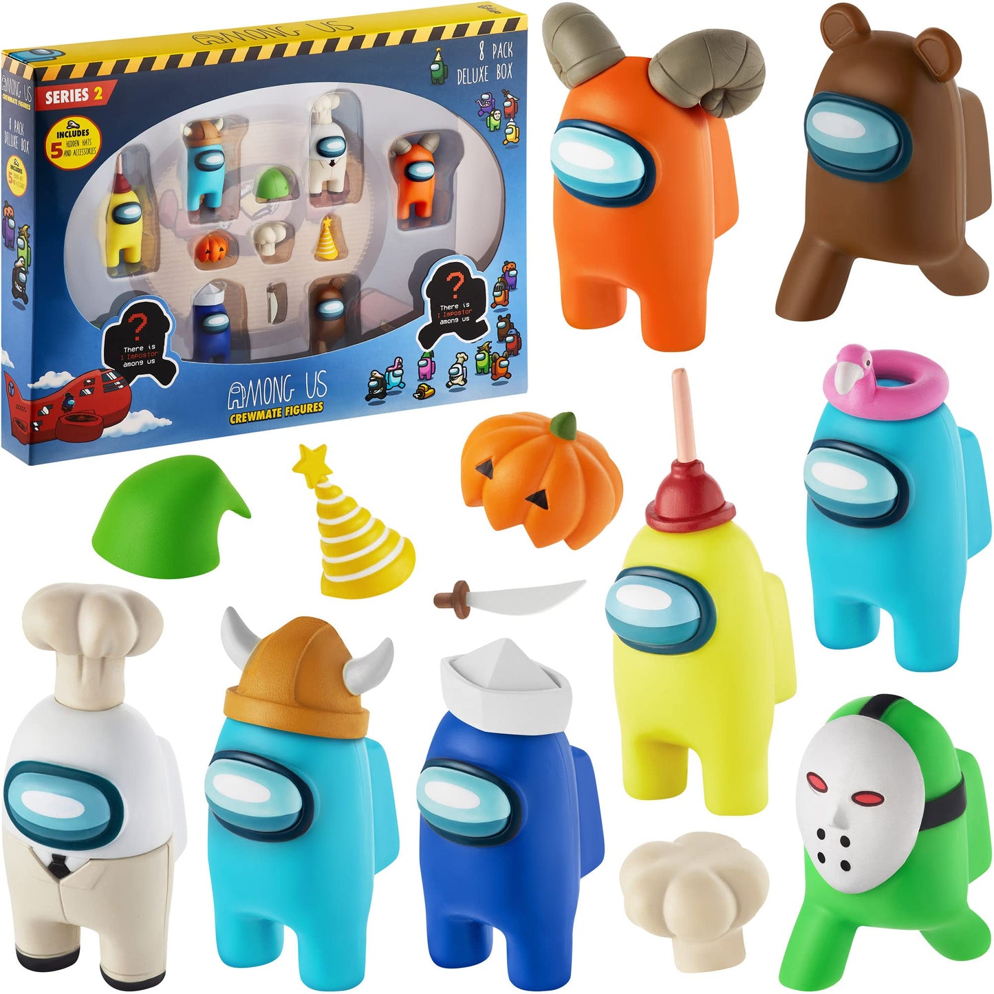 Crewmate Figures | 8 Collectibles In 1 Box | Merch Incl. The Peeled And The Clogged | 2 Hidden Impostors | Mini Toys With 5 Addl