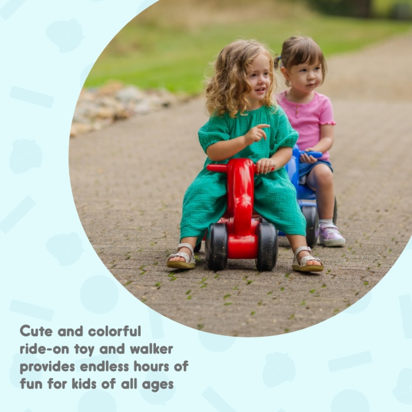 Careplay 2-in-1 Squirrel Push & Ride-on Toy, Indoor & Outdoor Use, Low Profile Seat, Recommended for Children up to 50lbs, Durab