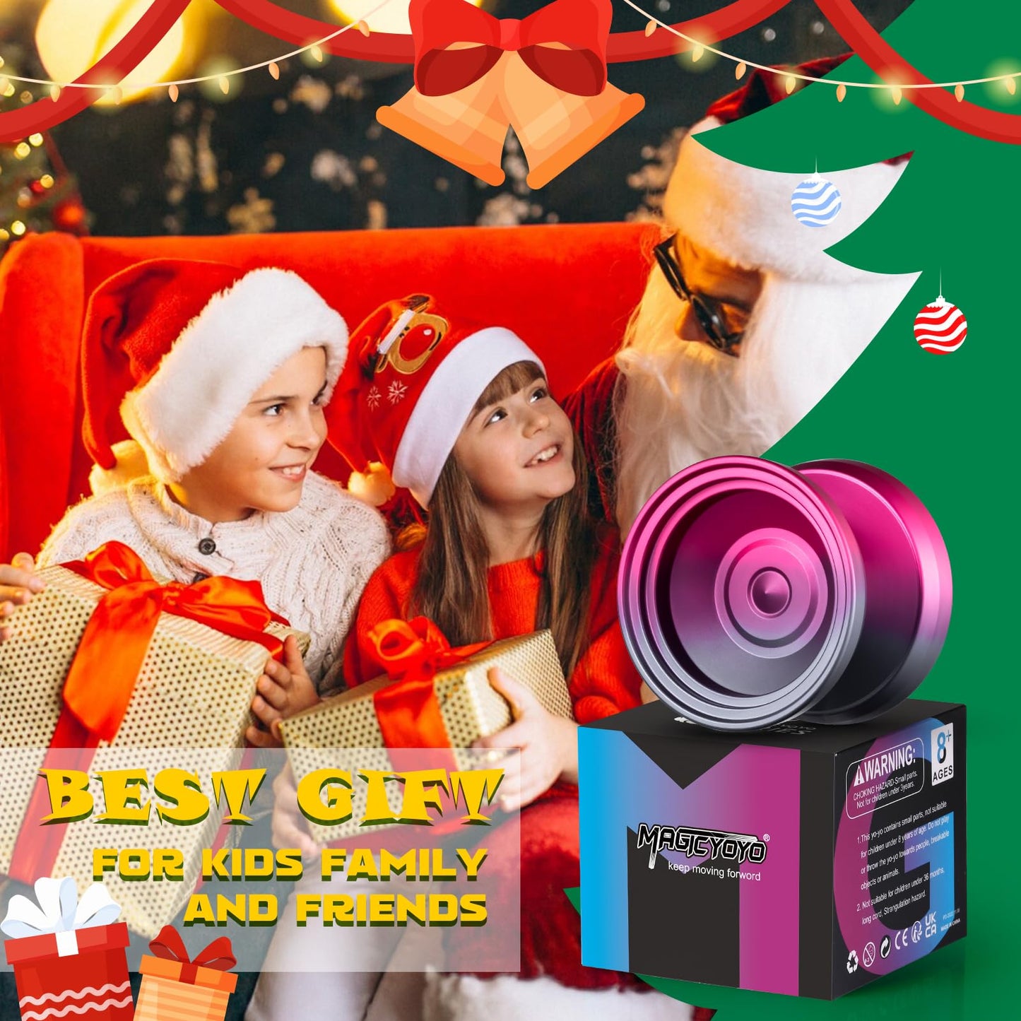 V8 Yoyo Professional Yoyo For Kids Beginners, Responsive Yo Yo Dual Purple Yo-Yo Replacement Unresponsive Yoyo Bearing For Adults + 12 Yoyo Strings, Yoyo Case Bag, Removal Tool (Grey Red)