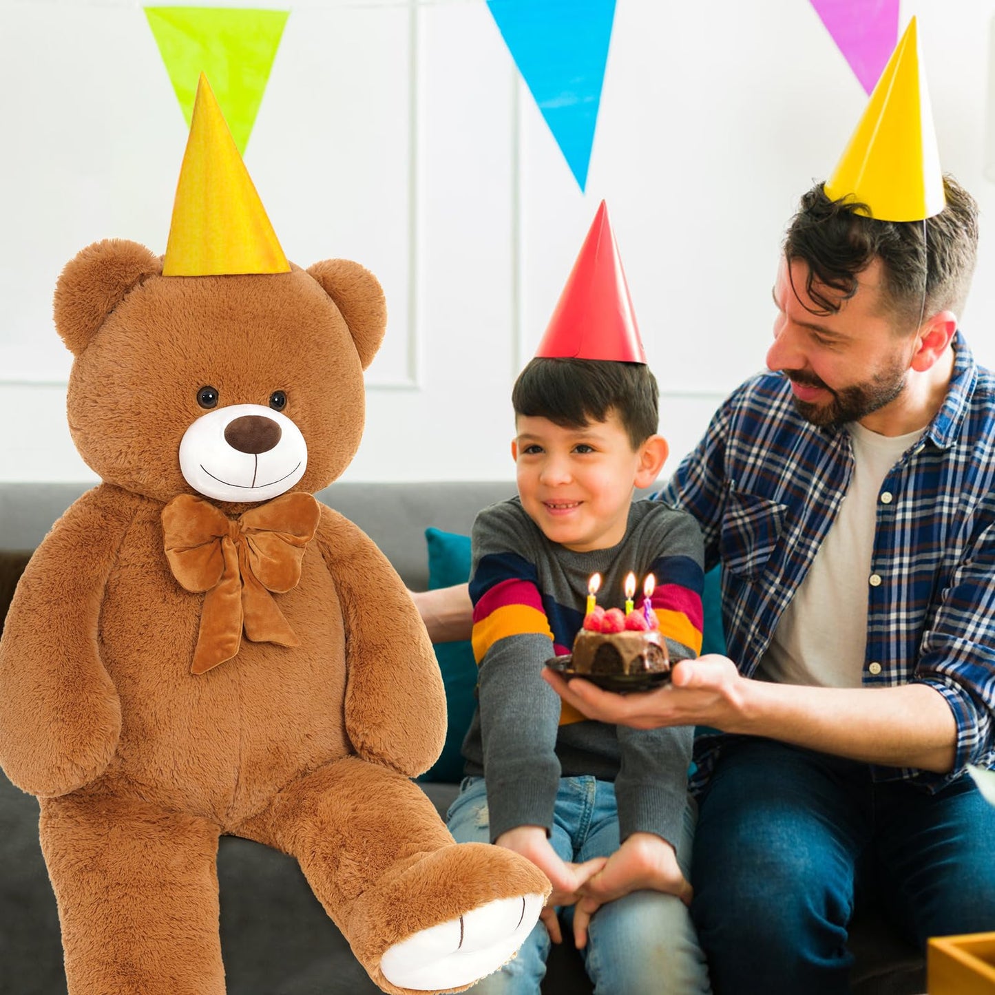 Morismos Giant Teddy Bear 4 Ft Stuffed Animal For Girlfriend,Cuddly Stuffed Big Bear Plush Toy For Valentines,47 Inches Big Stuffed Animal Bear Christmas Baby Shower For Boyfriend,Wife,Children