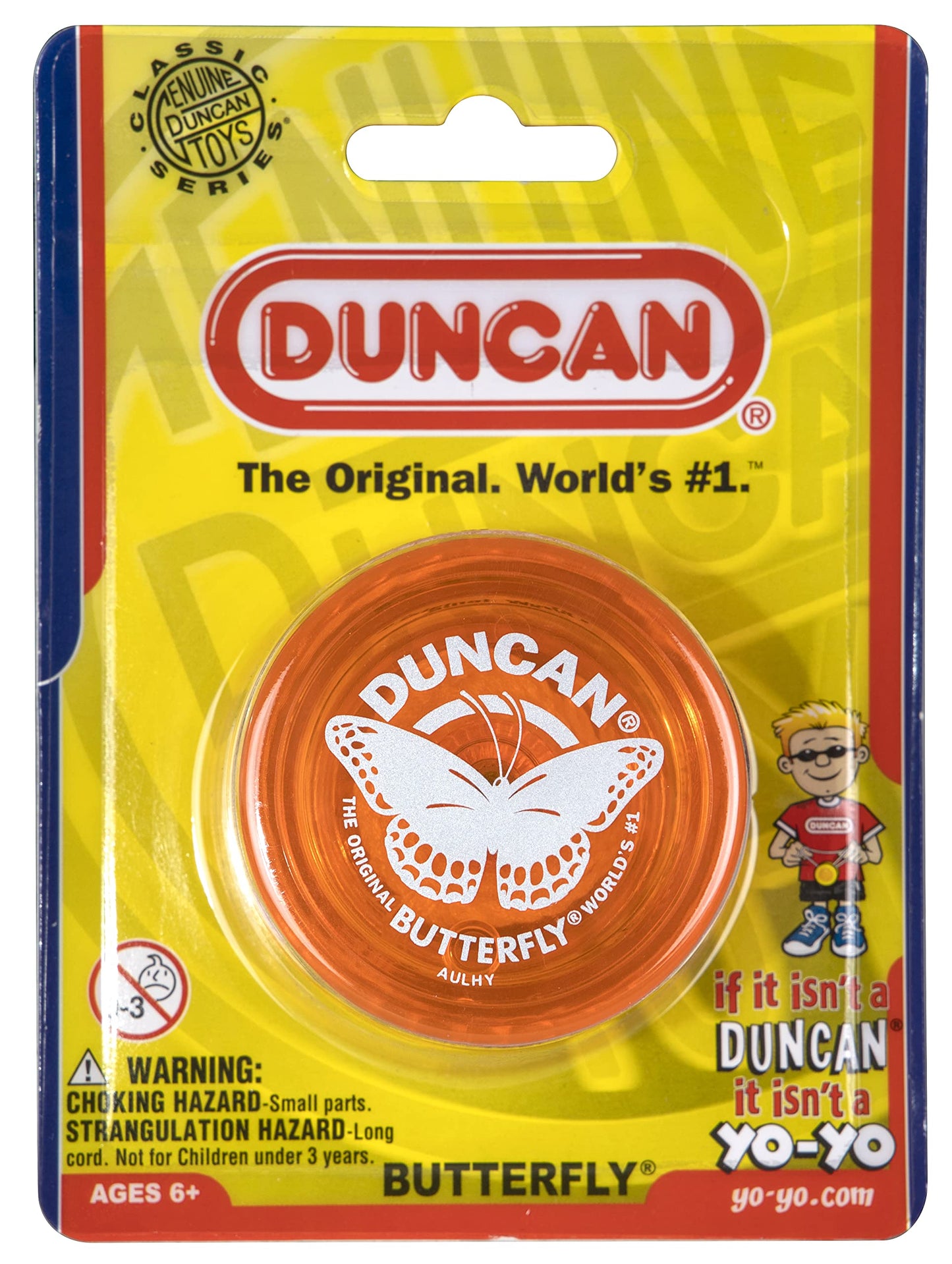 Duncan Toys Butterfly Yo-Yo, Beginner Yo-Yo With String, Steel Axle And Plastic Body, Orange