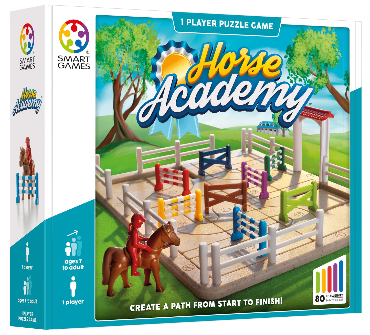 Smart Games - Horse Academy, Puzzle Game with 80 Challenges, 7+ Years, Black