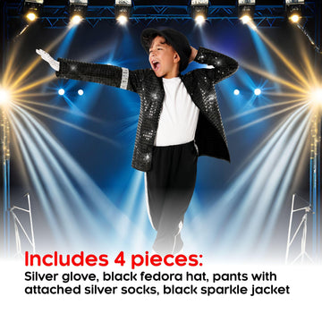 Morph Popstar Costume for Kids 80s Disco Outfits for Boys Retro Costume Kids 80s Party Wear Fun Dress Up, Medium