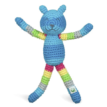 I Play. Green Sprouts Animal Friend Rattle Made From Organic Cotton, Blue