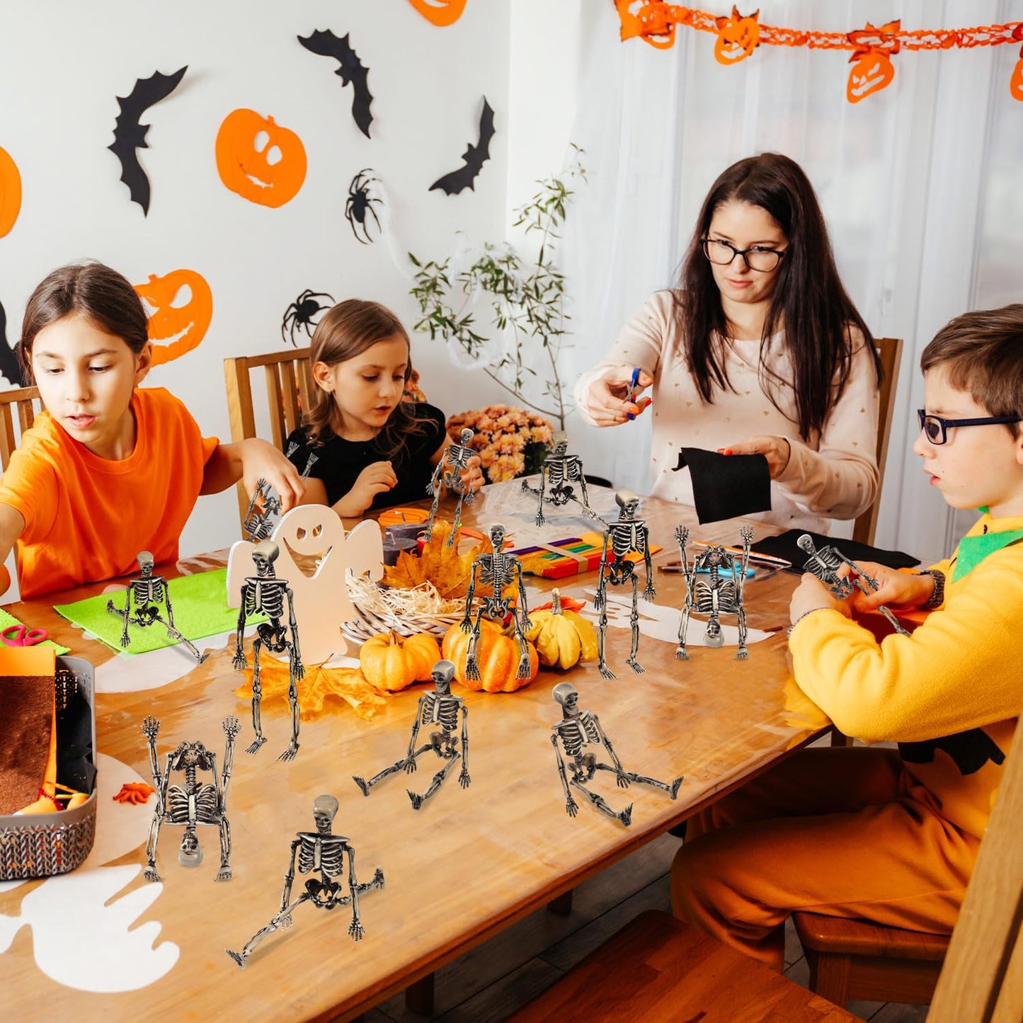 Zhwkmyp 12 Pcs Mini Skeleton Figurines, Plastic Small Skeleton Figurines For Crafts, Halloween Old Model Figurines For Party Sup