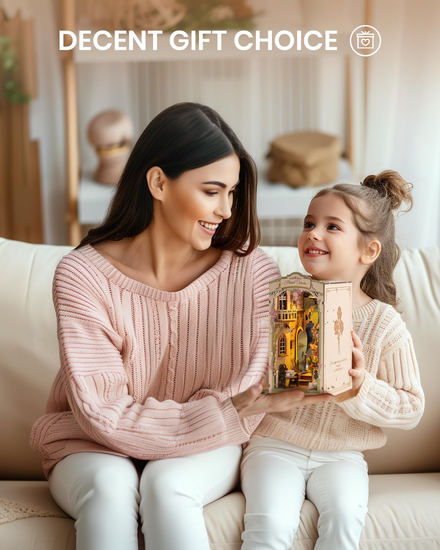 Rowood Book Nook,Booknook Diy Kit With Dust Cover,3D Wooden Puzzle Decorative Bookend Miniature Dollhouse Kit Bookshelf Insert A