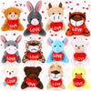 Blueweenly 12 Pcs Valentine'S Exchange Gifts For Kids Valentine Mini Animal Plush Toys Bulk Small Stuffed Animal With Heart Vale
