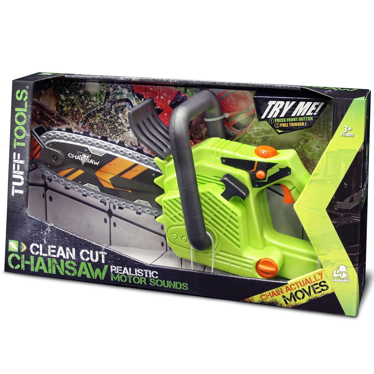 JAROFUREL Lanard Tuff Tools: Clean Cut Chainsaw - Kids Sounds & Action Toy, Realistic Action Yard Work Toy, Battery Powered, Age