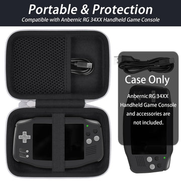 Khanka Hard Travel Case Replacement For Anbernic Rg34Xx Handheld Game Console,Case Only. (Black)