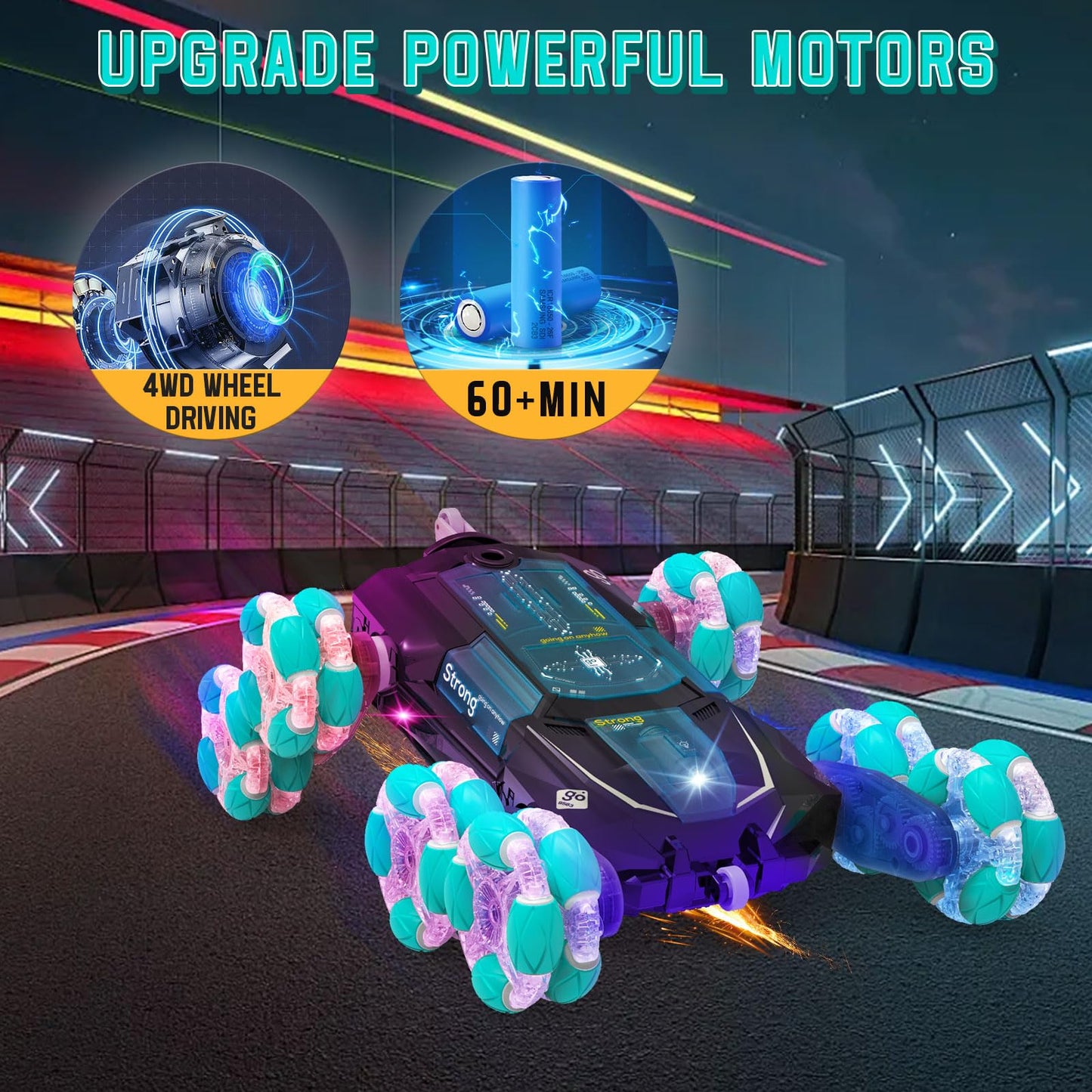 SAUFTTI 8WD Gesture Sensing Stunt Rc Cars Toys for Boys Age 6-13, Hand Remote Control Climbing Car, Toy for Kids 6 7 8 9 10 11 1