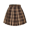 Womens Short Pleated Plaid Costumes Skirt(Dark Brown Mixed White,3XL)