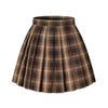 Womens Short Pleated Plaid Costumes Skirt(Dark Brown Mixed White,2XL)