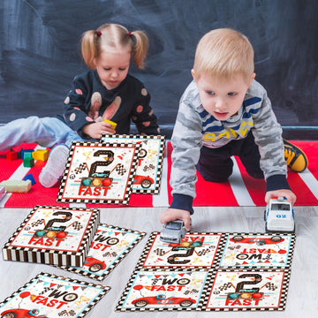 Two Fast Birthday Party Napkins,40Pcs Race Car 2Nd Birthday Party Napkins Disposable Race Car For Napkins Two Years Old Party Ba