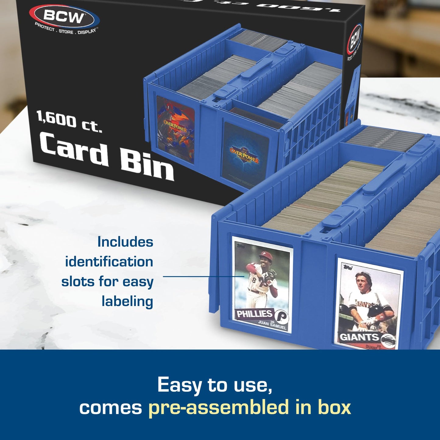 Bcw Collectible Card Bin - Holds Up To 1600 Cards - 2 Pack Blue | Large Card Storage Box For Loose Trading Cards | Pokemon, Mtg,