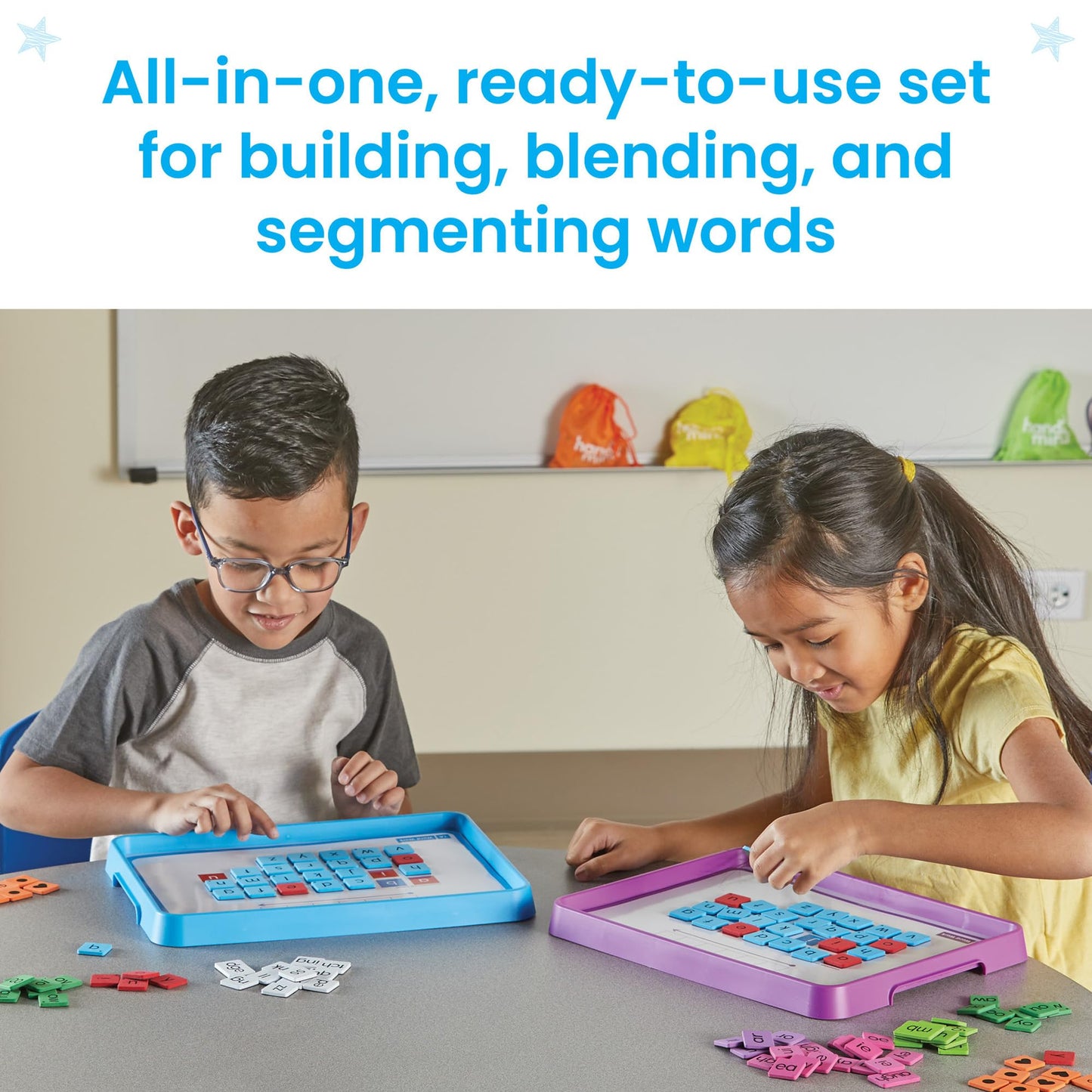 Hand2Mind Advancing Phonics Word Work Small Group Set, Magnetic Letter Tiles, Magnetic Letter Trays, Kindergarten Phonics Manipulatives, Phonemic Awareness, Science Of Reading Classroom Materials