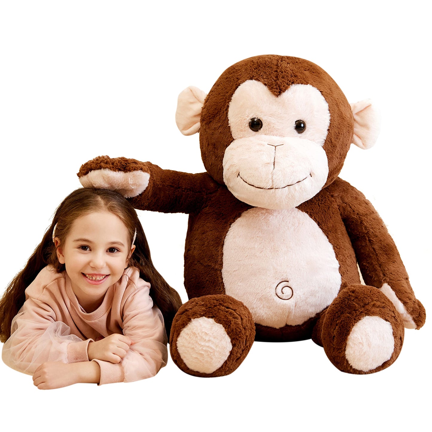 Ikasa Giant Monkey Stuffed Animal Plush Toy,Large Big Jumbo Soft Toys,30' Huge Size Cute Fluffy Plushy Fat Oversized Plushie,Gifts For Kids Girls Boys