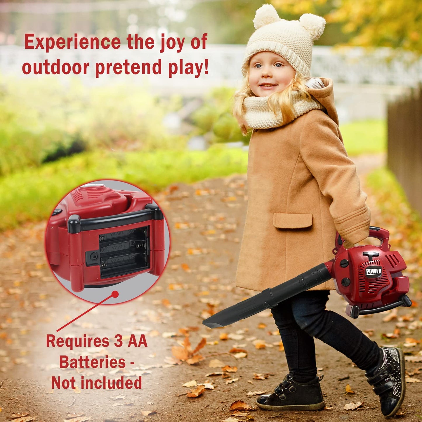 Teganplay Kids Leaf Blower | Toddler Landscaping Gardening Tools And Equipments | Includes Mask Safety Goggles And Earmuffs