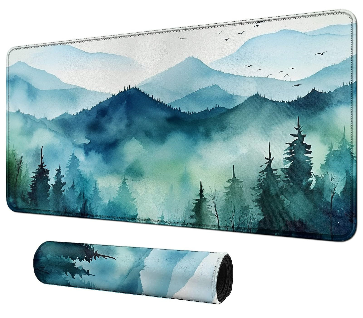 Watercolor Forest For Mtg & Tcg Playmat,Bfdhgqzc 24'' X 14'' Game Mat For Mtg/Rpg/Ccg Trading Card Game Playmats Table Mat Perfe