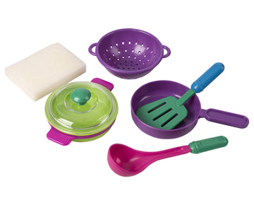 Big Mos Toys Pretend Play Dishes Playset - Little Chef Kitchen Set, Kids Cooking Serving Dishes - Play Cups, Pans, Cutlery, Ladl