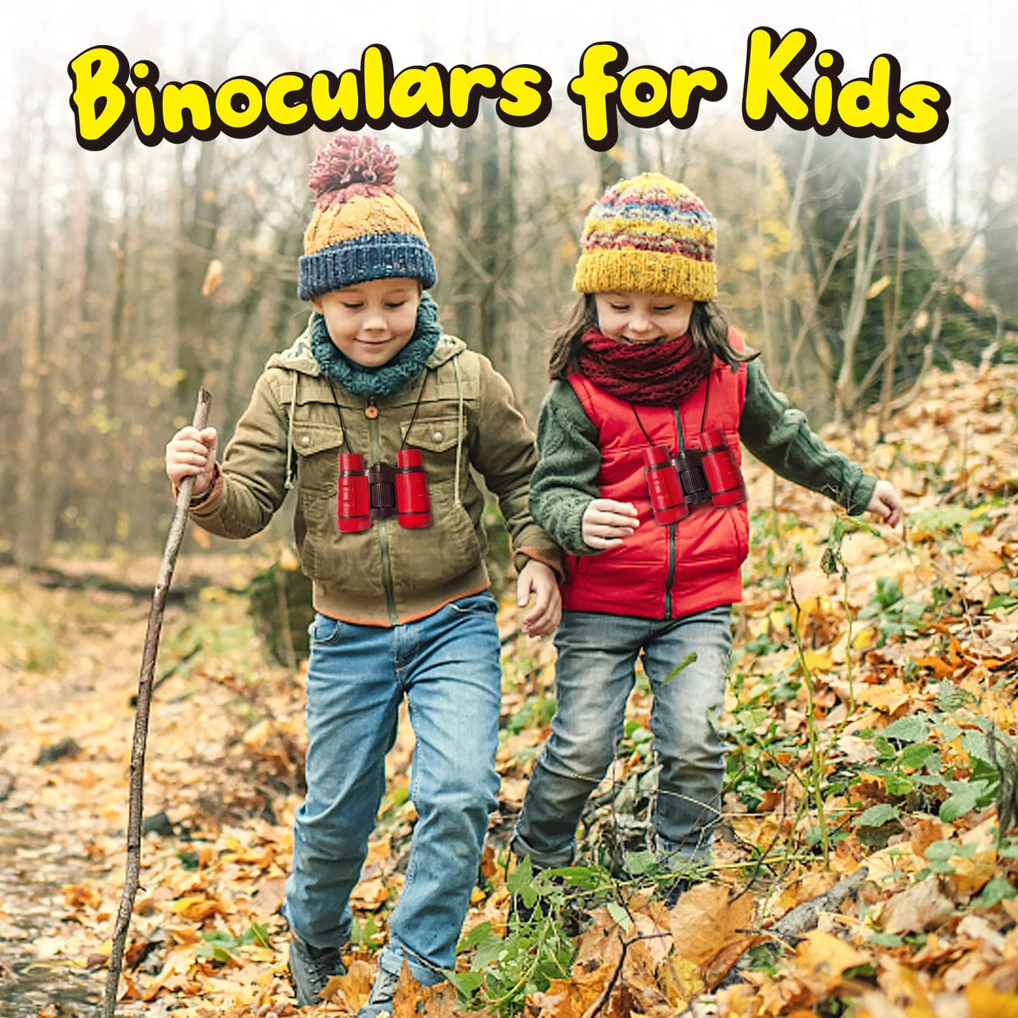 Essenson Binoculars For Kids Toys Gifts For Age 3-12 Years Old Boys Girls Kids Telescope Outdoor Toys For Sports And Outside Play Hiking, Bird Watching, Travel, Camping, Birthday Presents (Red)
