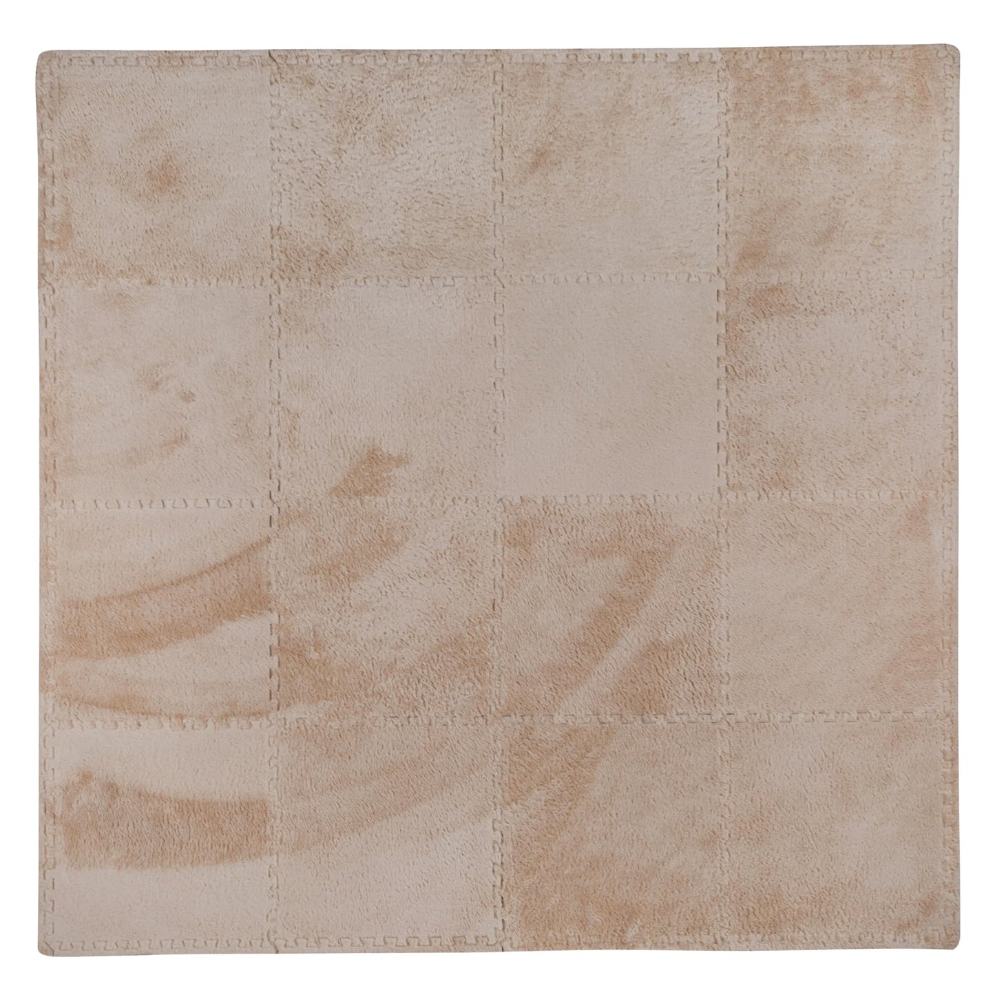 16 Piece Carpet Squares Puzzle Mat 49 x 49 Plush Interlocking Carpet Tiles Foam Floor Tiles for Baby Play Mat - Kids Soft Play Floor Mats Anti Slip Jigsaw Flooring Playmat Playroom Rug (Brown)