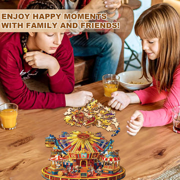 Jigfoxy Wooden Puzzles for mature-themeds Circus Ferris Wheel Wood Puzzles mature-themed Unique Animal Shape Wooden Jigsaw Puzzles for mature-themeds Birthday Gifts for Puzzle Lovers Family Friend (M-11.4 * 9.7in-175pc)
