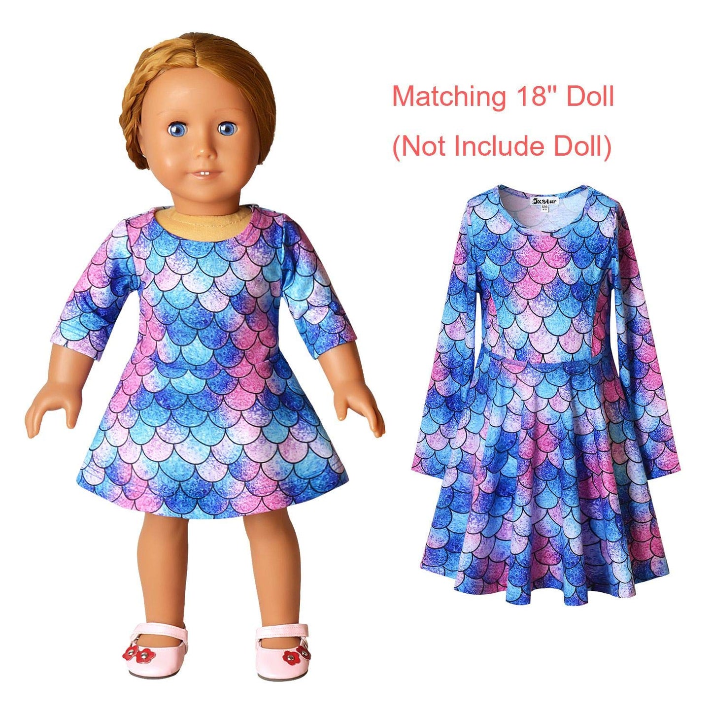 Long Sleeve Mermaid Dresses For Girls Kids 10 11 Matching 18 Inch American Doll