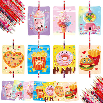 Treasure Cove Valentines Day Cards with Pencils Valentines Day Classroom Exchange Cards for Students School Party Favors 28Pcs