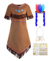 Relibeauty Girls Thanksgiving Costume Kids Dress Outfit With Hair Accessories And Necklaces, 4T/110 Brown