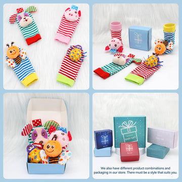 Sock Rattles For Babies 0-24 Months Baby Animal Foot Finder Educational Toys (4Fb)
